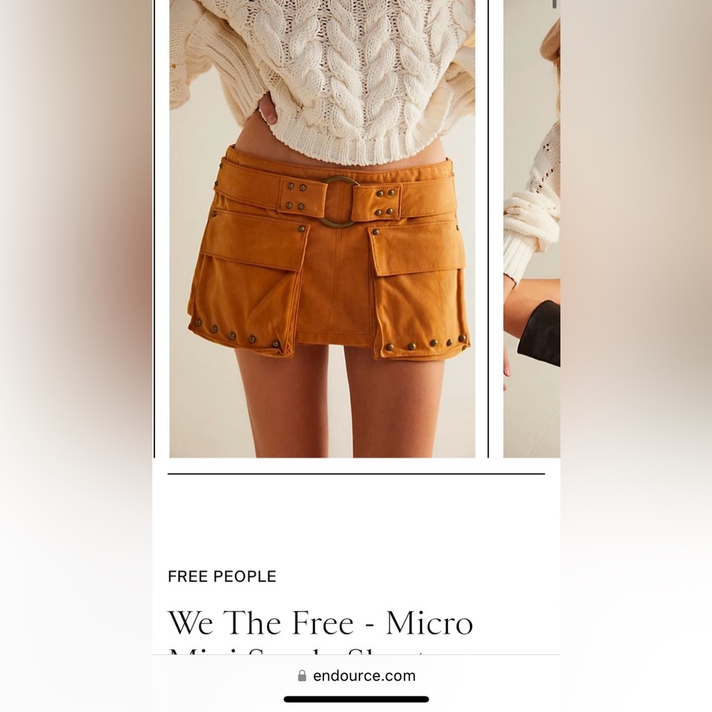 NWT: We The Free Revolve Boho Studded Suede Micro Mini Skort Size 12 Side Zipper